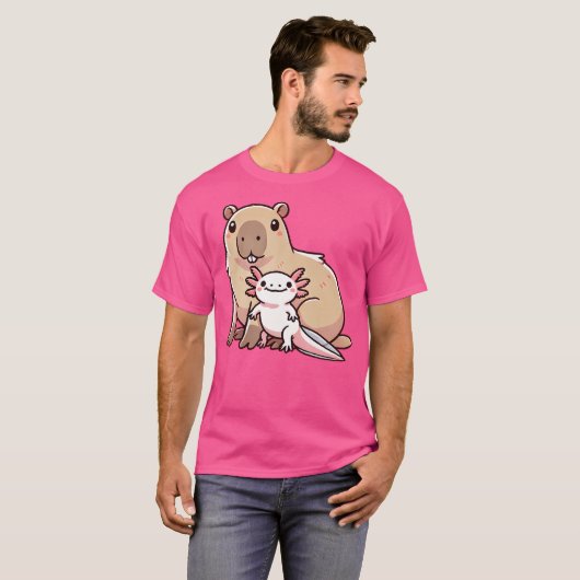Schattige Capybara Axolotl T-shirt (Voorkant volledig)