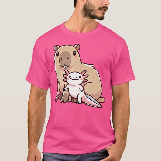 Schattige Capybara Axolotl T-shirt (Voorkant)