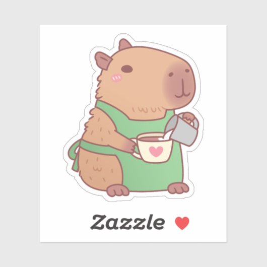 Schattige Capybara barista koffie zetten Sticker (Vel)