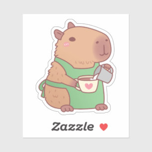 Schattige Capybara Barista Maakt Koffie Sticker