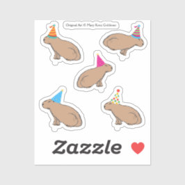 Schattige Capybara Birthday Hand-geïllustreerd die Sticker