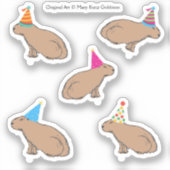 Schattige Capybara Birthday Hand-geïllustreerd die Sticker (Voorkant)