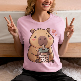 Schattige Capybara Bubble Tea Kawaii Anime T-shirt