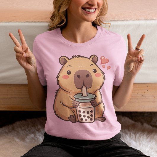 Schattige Capybara Bubble Tea Kawaii Anime T-shirt