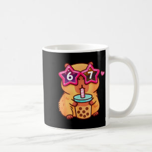 Schattige capybara bubble tea liefhebber 6 7 meme koffiemok