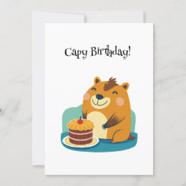 Schattige Capybara Cake Verjaardagspun Funny Feestdagenkaart