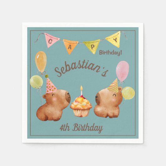 Schattige Capybara Celebration Servet (Voorkant)