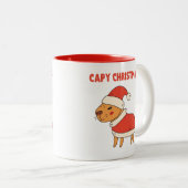Schattige Capybara Christmas Tweekleurige Koffiemok (Voorkant rechts)