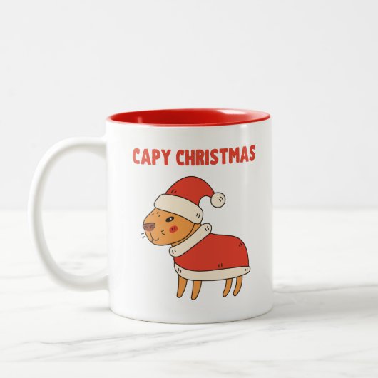 Schattige Capybara Christmas Tweekleurige Koffiemok (Links)