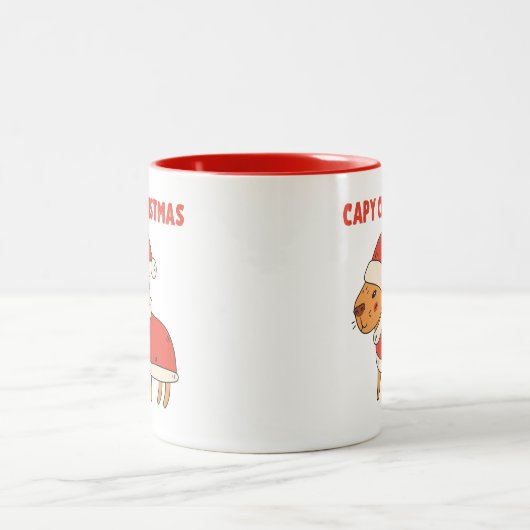 Schattige Capybara Christmas Tweekleurige Koffiemok (Center)