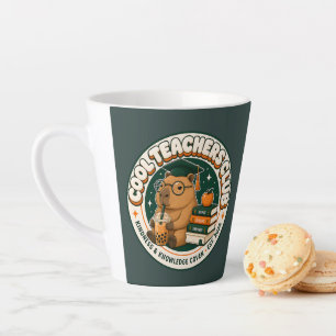 Schattige Capybara Cool Teachers Club Retro Aangep Latte Mok