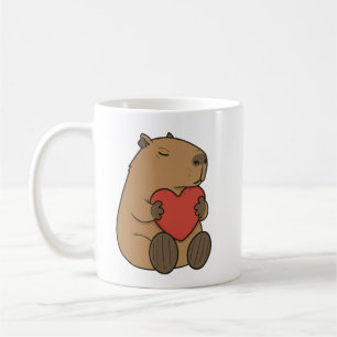 Schattige Capybara die Hart Knuffelt Valentijn Koffiemok
