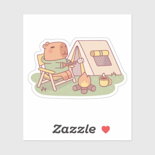 Schattige Capybara Die Marshmallow Roostert Bij Ka Sticker (Vel)