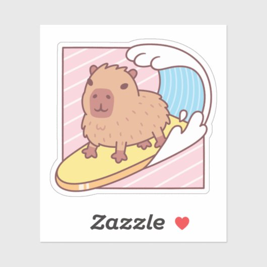 Schattige Capybara die op een surfplank surft Sticker (Vel)