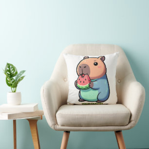 Schattige Capybara die Watermeloen Eet Kussen