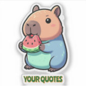 Schattige Capybara die Watermeloen Eet Sticker (Voorkant)
