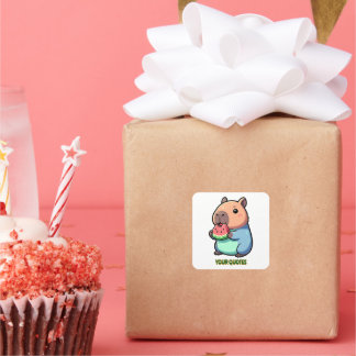 Schattige Capybara die Watermeloen Eet Vierkante Sticker