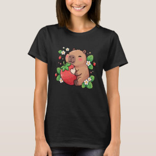 Schattige Capybara eet aardbeien Kawaii-fruithapje T-shirt