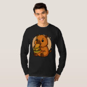 Schattige Capybara Eet Hamburger Grappige Kawaii D T-shirt (Voorkant volledig)
