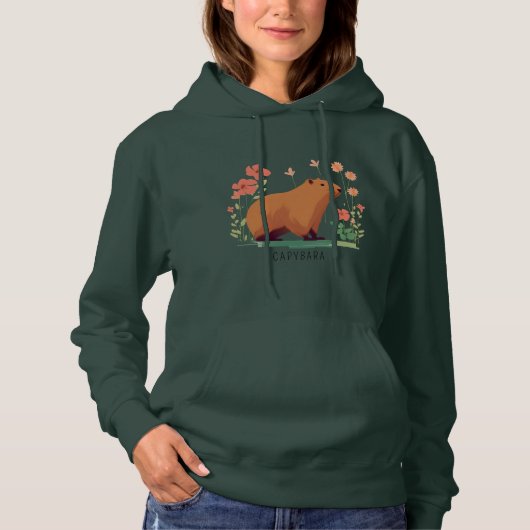 Schattige Capybara en Flowers Hoodie (Voorkant)