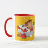 Schattige Capybara Fruit Bad Spa Dag Kawaii Dier I Mok (Links)