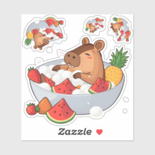 Schattige Capybara Fruit Bad Spa Dag Kawaii Dier I Sticker