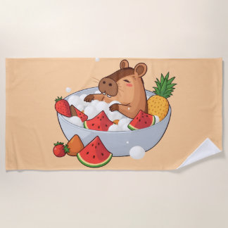 Schattige Capybara Fruit Bad Spa Dag Kawaii Dier I Strandlaken