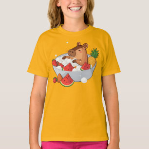 Schattige Capybara Fruit Bad Spa Dag Kawaii Dier I T-shirt