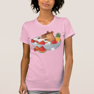 Schattige Capybara Fruit Bad Spa Dag Kawaii Dier I T-shirt
