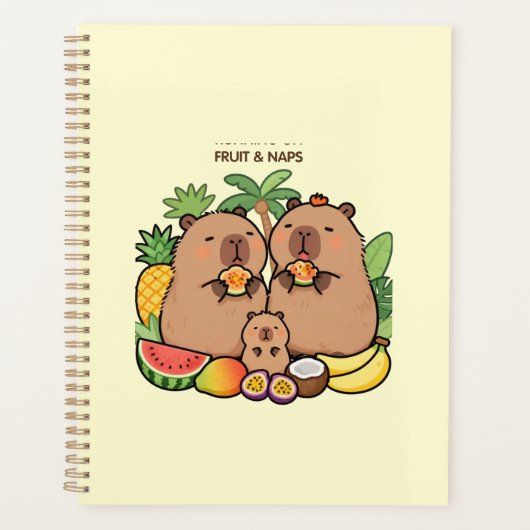 Schattige Capybara Fruit & Naps Planner | Gelukkig (Voorkant)