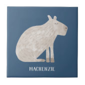 Schattige Capybara Gepersonaliseerde Naam Tegeltje (Voorkant)