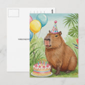 Schattige Capybara Happy Birthday Briefkaart (Voorkant / Achterkant)