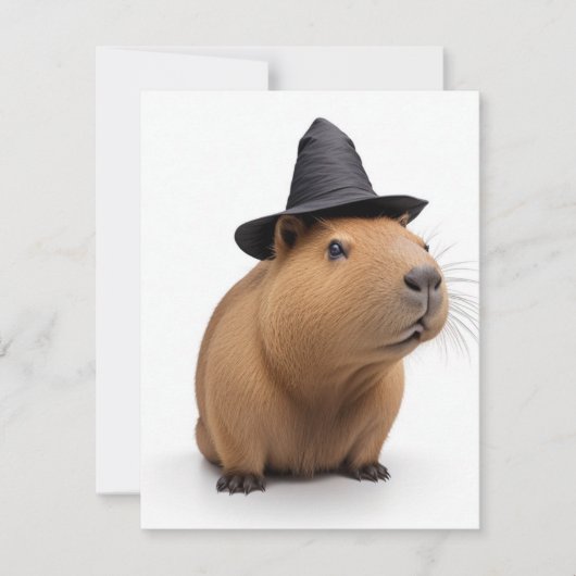 Schattige Capybara Heks Feestdagenkaart (Voorkant)