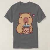 Schattige Capybara houdt van Drink bubbelthee T-shirt (Design voorkant)