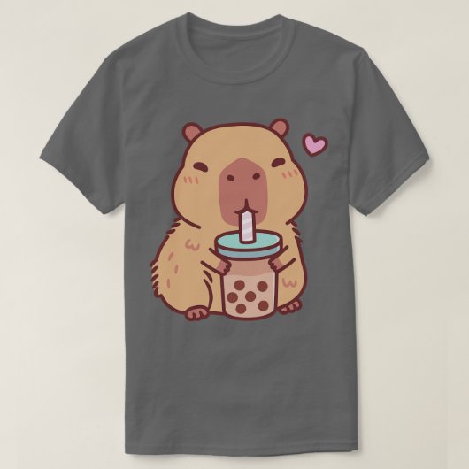 Schattige Capybara houdt van Drink bubbelthee T-shirt (Design voorkant)