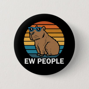 Schattige Capybara Ironische Antisociale Stemming Ronde Button 5,7 Cm