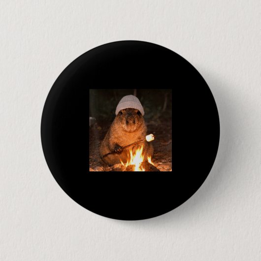 Schattige capybara kampvuur s'mores grappig kamper ronde button 5,7 cm (Voorkant)
