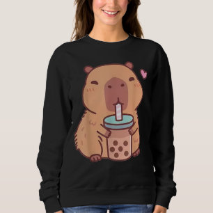 Schattige Capybara Kawaii Anime Drinkt Bubble Tea Trui