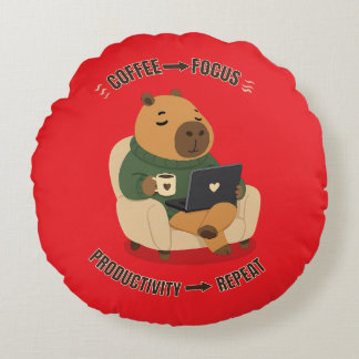Schattige Capybara Koffie Focus Productiviteit Wer Rond Kussen