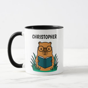 Schattige Capybara Leest Boek Mok