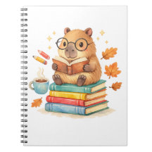 Schattige Capybara Leest Boeken Aquarel