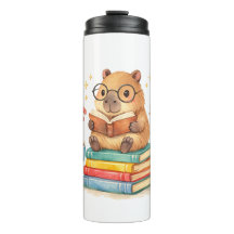 Schattige Capybara Leest Boeken Waterverf
