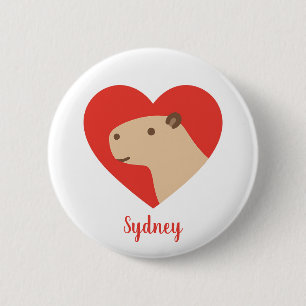Schattige Capybara Liefdeshart Minimalistisch Dier Ronde Button 5,7 Cm