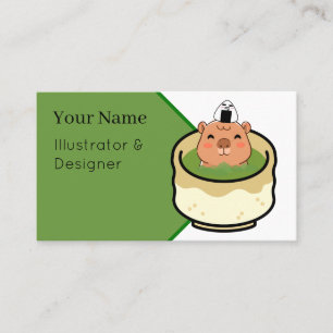 Schattige Capybara Matcha Latte Bad - Kawaii Groen Visitekaartje