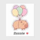 Schattige Capybara met ballonnen Sticker (Vel)