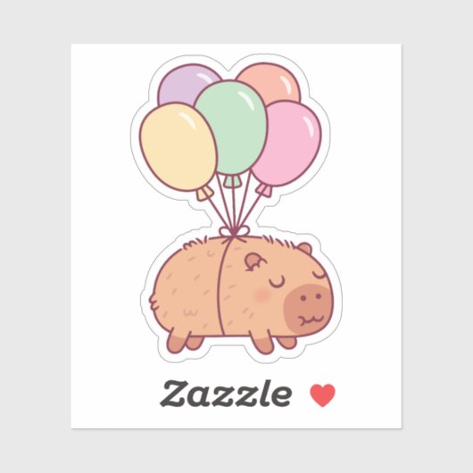 Schattige Capybara met ballonnen Sticker (Vel)