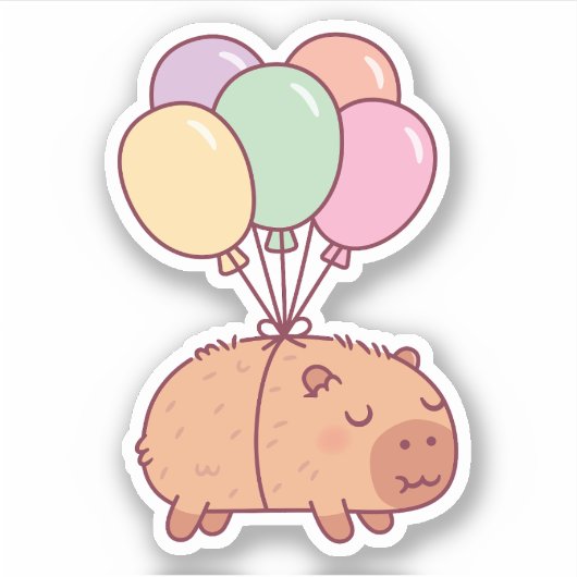 Schattige Capybara met ballonnen Sticker (Voorkant)