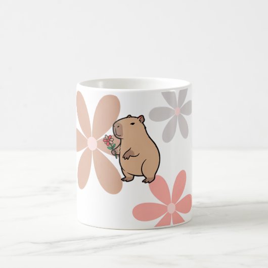 Schattige Capybara Met Bloem Koffiemok (Center)