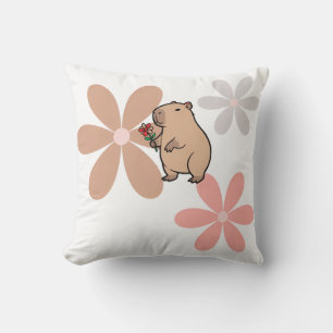  Schattige Capybara Met Bloem  Kussen