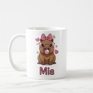 Schattige Capybara met Bril en Kauwgom Koffiemok
